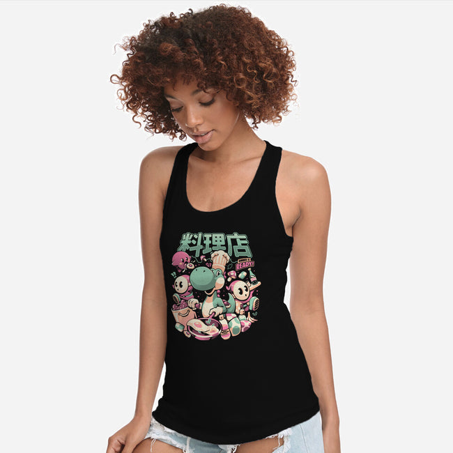 Dino Diner-Womens-Racerback-Tank-eduely