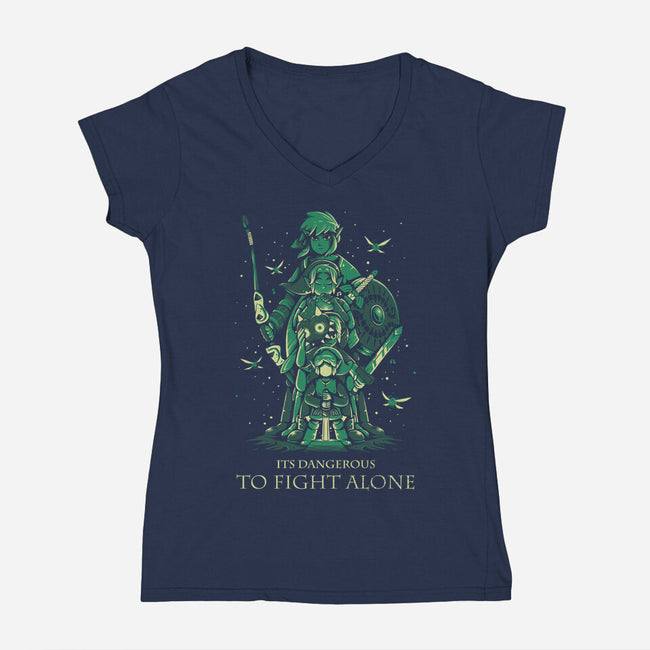 Don't Fight Alone-Womens-V-Neck-Tee-yumie