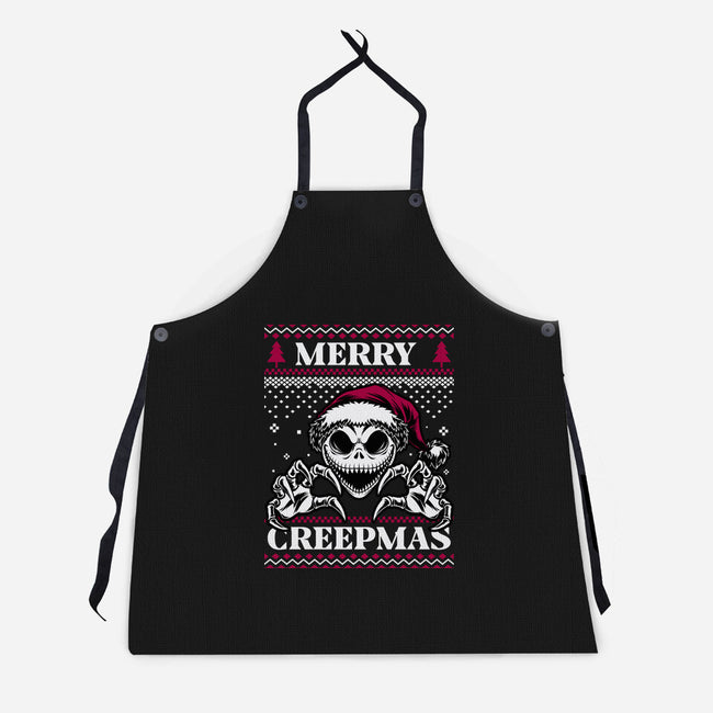 Ugly Sweater Spooky Christmas-Unisex-Kitchen-Apron-Studio Mootant