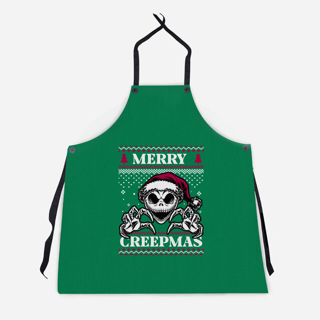 Ugly Sweater Spooky Christmas-Unisex-Kitchen-Apron-Studio Mootant