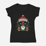 Ho Freakin Ho-Womens-V-Neck-Tee-glitchygorilla