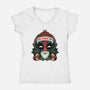 Ho Freakin Ho-Womens-V-Neck-Tee-glitchygorilla