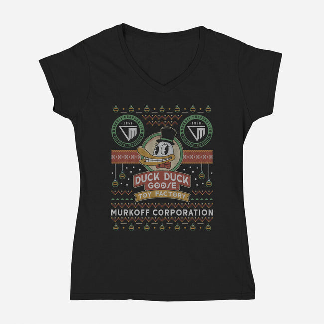 Sinyala Facility Ugly Sweater-Womens-V-Neck-Tee-LAGELANTEE