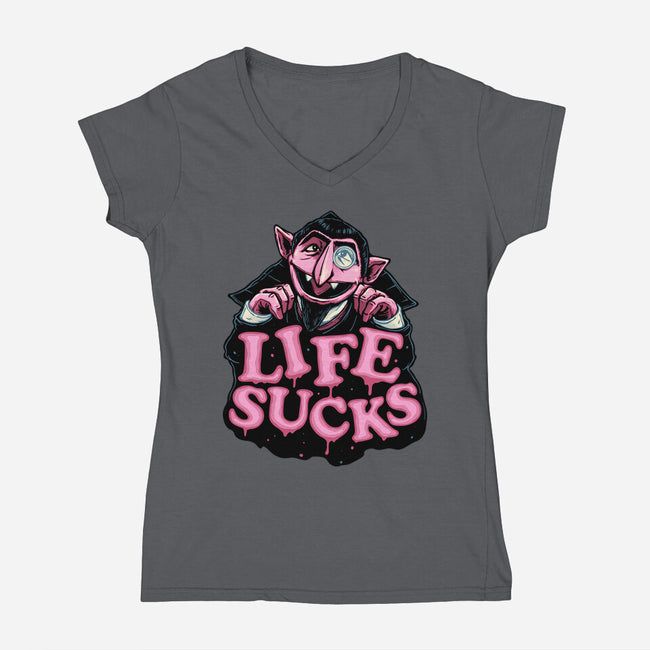 This Life Sucks-Womens-V-Neck-Tee-glitchygorilla