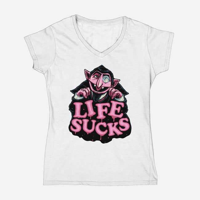 This Life Sucks-Womens-V-Neck-Tee-glitchygorilla