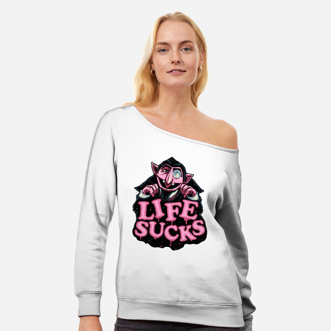 This Life Sucks-Womens-Off Shoulder-Sweatshirt-glitchygorilla