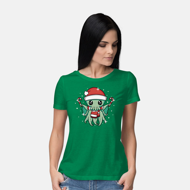 Christmas Cthulhu-Womens-Basic-Tee-brunopires