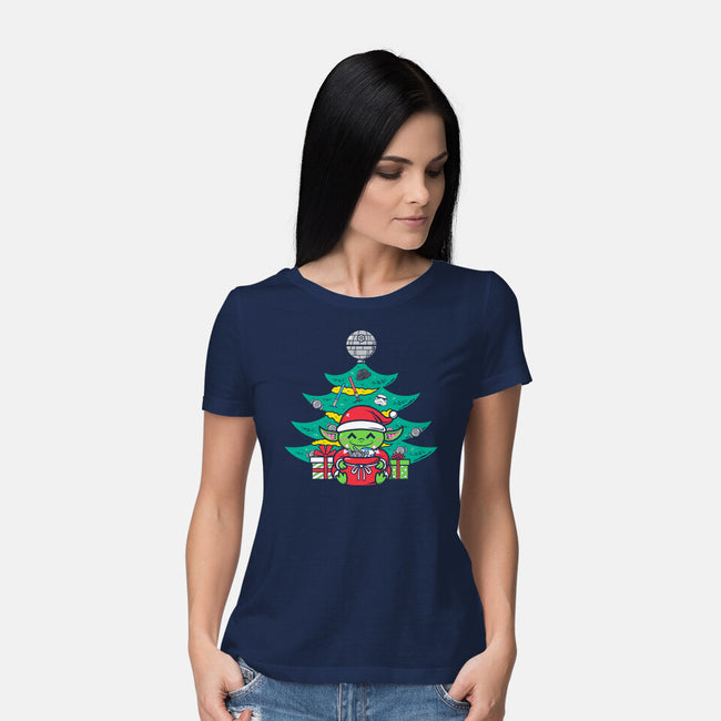 Christmas Tree In A Galaxy Far Away-Womens-Basic-Tee-krisren28