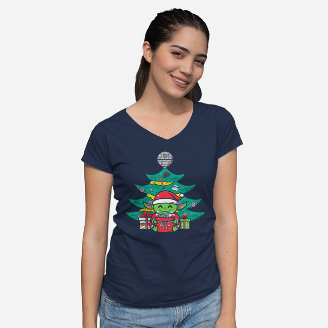 Christmas Tree In A Galaxy Far Away-Womens-V-Neck-Tee-krisren28