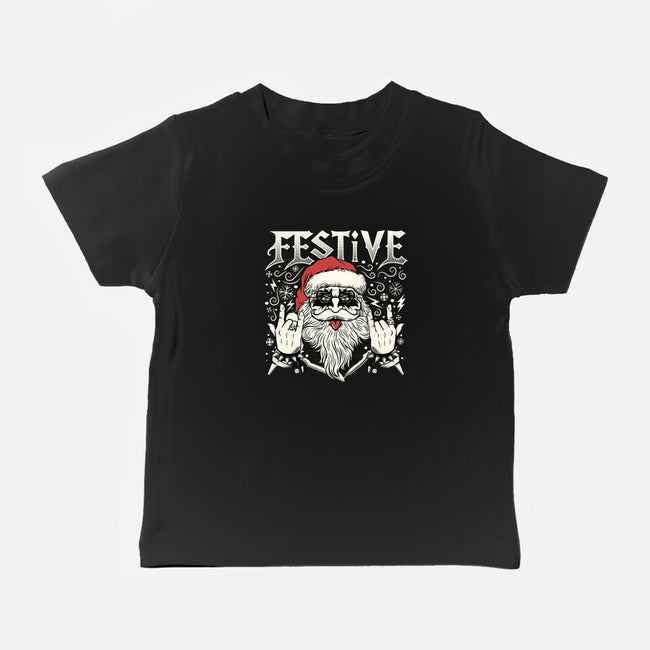 Festive Rock And Roll Santa-Baby-Basic-Tee-tobefonseca