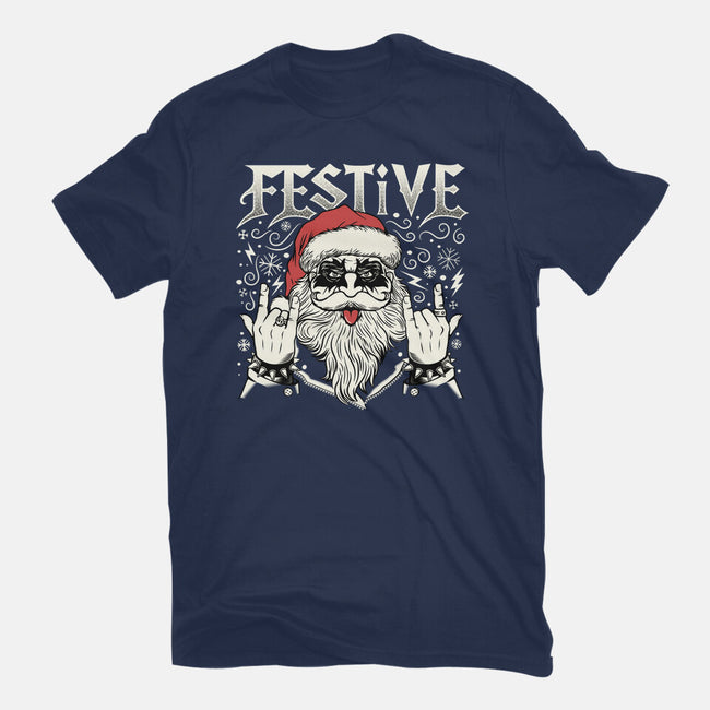 Festive Rock And Roll Santa-Womens-Fitted-Tee-tobefonseca