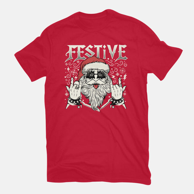 Festive Rock And Roll Santa-Womens-Fitted-Tee-tobefonseca