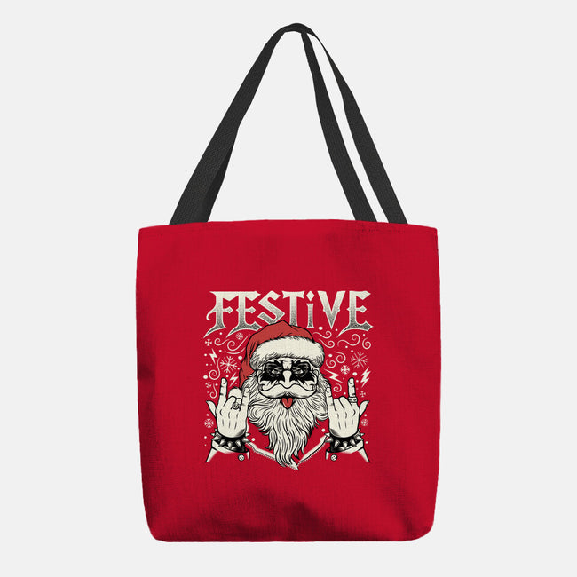 Festive Rock And Roll Santa-None-Basic Tote-Bag-tobefonseca