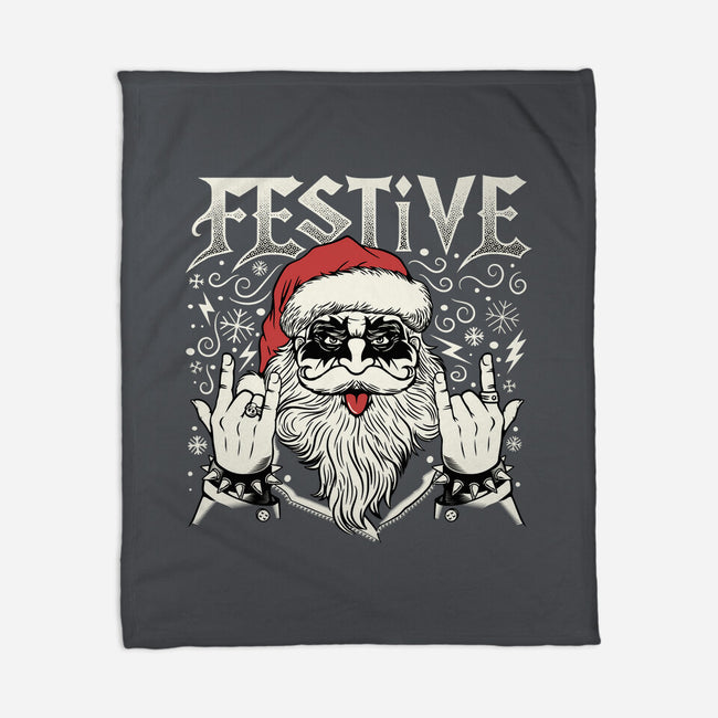 Festive Rock And Roll Santa-None-Fleece-Blanket-tobefonseca