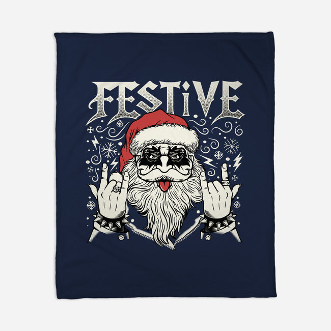 Festive Rock And Roll Santa-None-Fleece-Blanket-tobefonseca