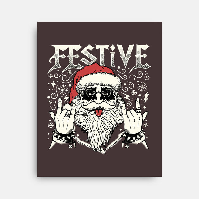 Festive Rock And Roll Santa-None-Stretched-Canvas-tobefonseca