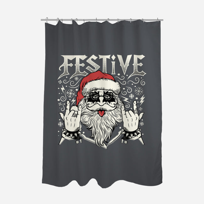 Festive Rock And Roll Santa-None-Polyester-Shower Curtain-tobefonseca