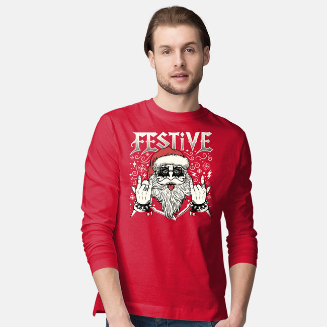 Festive Rock And Roll Santa-Mens-Long Sleeved-Tee-tobefonseca