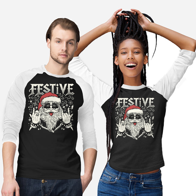 Festive Rock And Roll Santa-Unisex-Baseball-Tee-tobefonseca