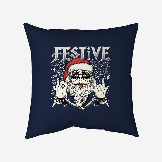 Festive Rock And Roll Santa-None-Removable Cover w Insert-Throw Pillow-tobefonseca