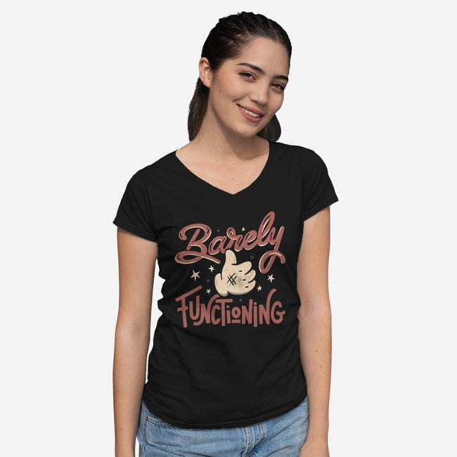 Barely Functioning-Womens-V-Neck-Tee-tobefonseca