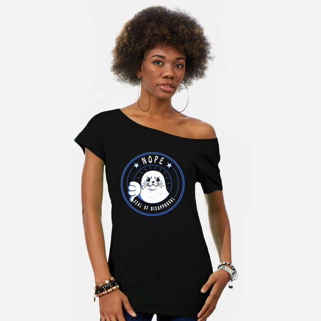 Funny Seal Of Disapproval-Womens-Off Shoulder-Tee-tobefonseca