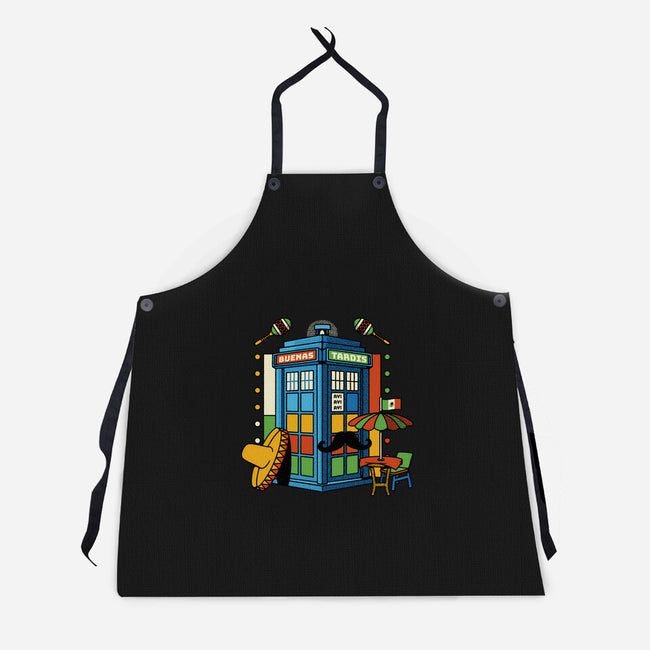 Buenas Tardis Travel Time-Unisex-Kitchen-Apron-tobefonseca