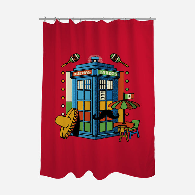 Buenas Tardis Travel Time-None-Polyester-Shower Curtain-tobefonseca