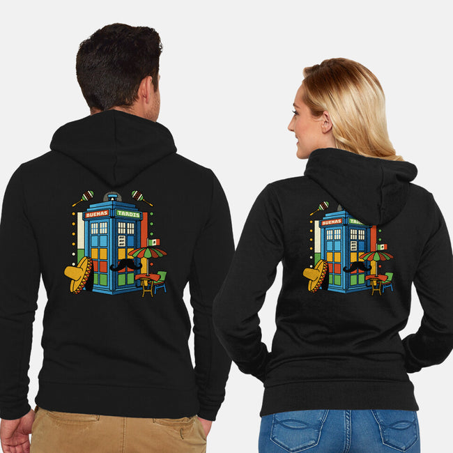 Buenas Tardis Travel Time-Unisex-Zip-Up-Sweatshirt-tobefonseca