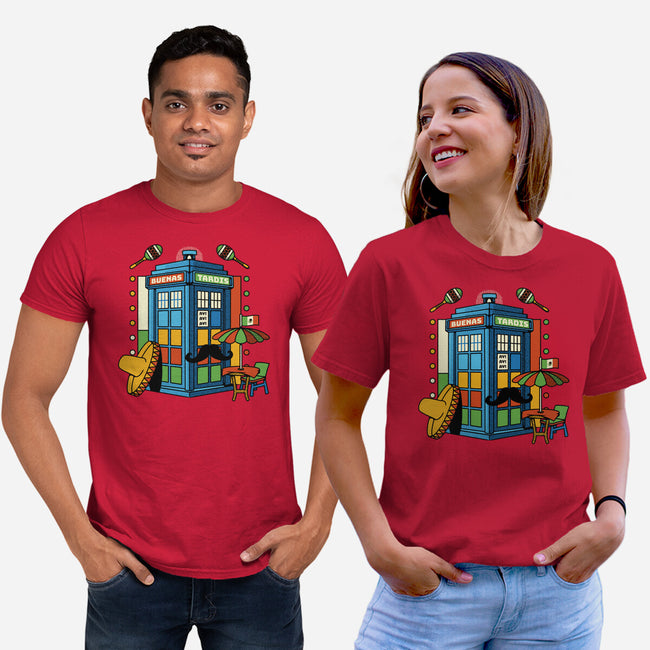 Buenas Tardis Travel Time-Unisex-Basic-Tee-tobefonseca