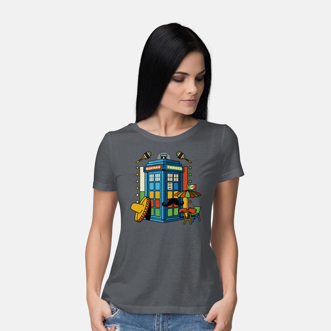 Buenas Tardis Travel Time-Womens-Basic-Tee-tobefonseca