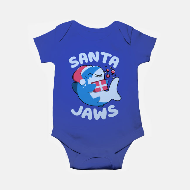 Santa Jaws Xmas Shark-Baby-Basic-Onesie-tobefonseca