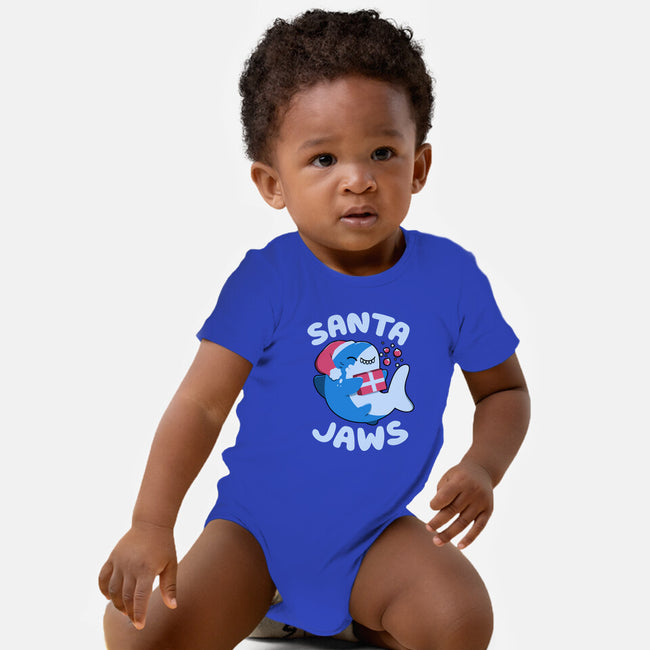 Santa Jaws Xmas Shark-Baby-Basic-Onesie-tobefonseca