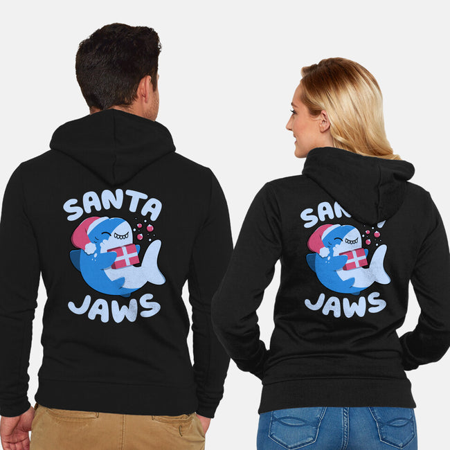 Santa Jaws Xmas Shark-Unisex-Zip-Up-Sweatshirt-tobefonseca