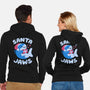 Santa Jaws Xmas Shark-Unisex-Zip-Up-Sweatshirt-tobefonseca