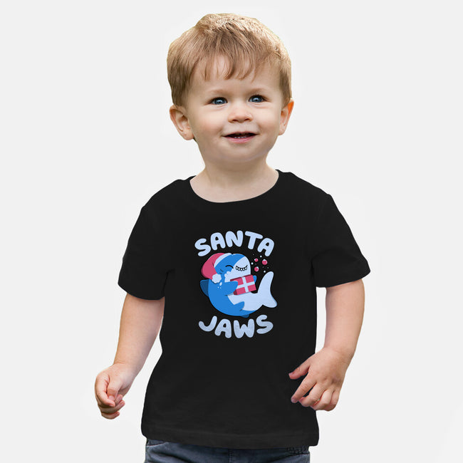 Santa Jaws Xmas Shark-Baby-Basic-Tee-tobefonseca