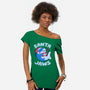 Santa Jaws Xmas Shark-Womens-Off Shoulder-Tee-tobefonseca