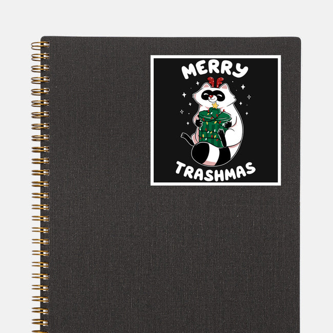 Merry Trashmas Xmas Raccoon-None-Glossy-Sticker-tobefonseca