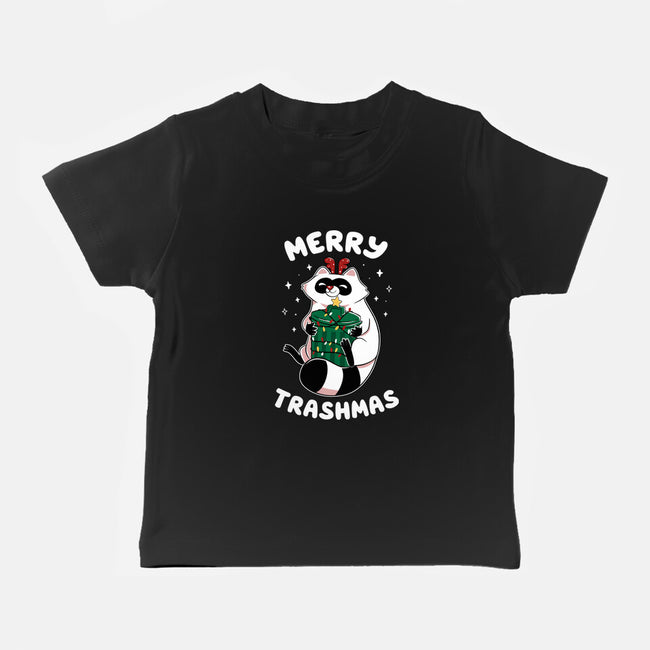 Merry Trashmas Xmas Raccoon-Baby-Basic-Tee-tobefonseca