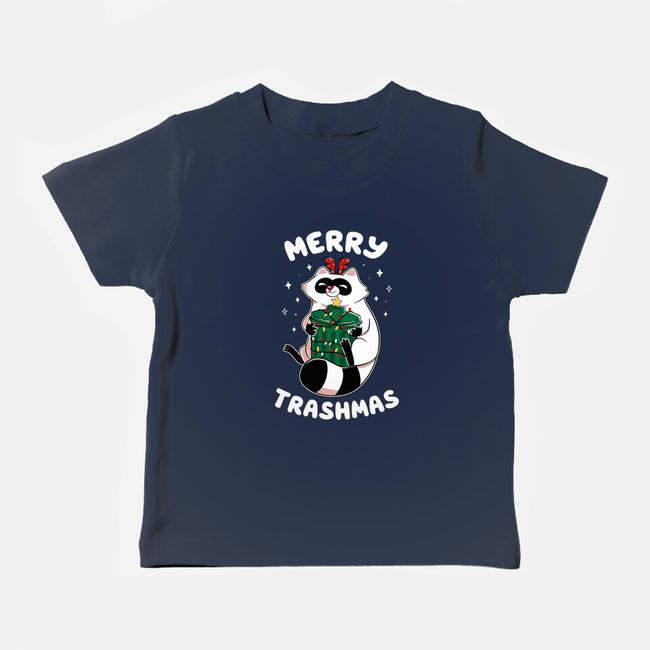 Merry Trashmas Xmas Raccoon-Baby-Basic-Tee-tobefonseca