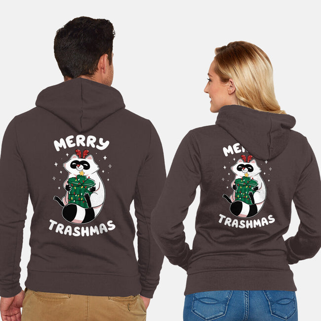 Merry Trashmas Xmas Raccoon-Unisex-Zip-Up-Sweatshirt-tobefonseca