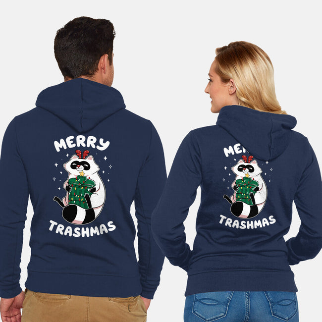 Merry Trashmas Xmas Raccoon-Unisex-Zip-Up-Sweatshirt-tobefonseca