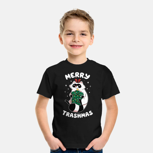 Merry Trashmas Xmas Raccoon-Youth-Basic-Tee-tobefonseca