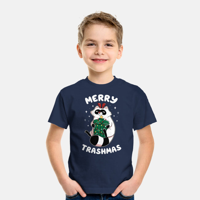 Merry Trashmas Xmas Raccoon-Youth-Basic-Tee-tobefonseca