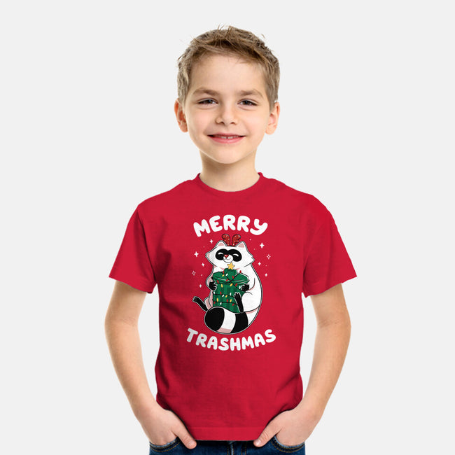 Merry Trashmas Xmas Raccoon-Youth-Basic-Tee-tobefonseca