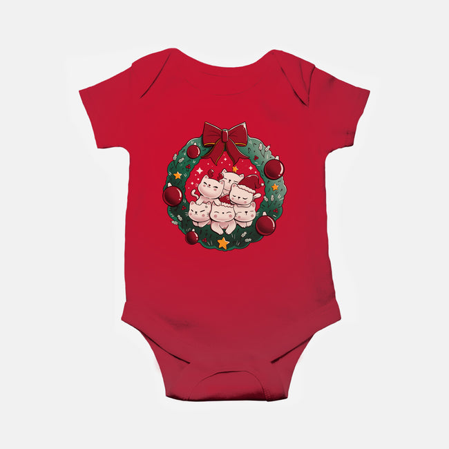 Kitty Garland Cat Christmas-Baby-Basic-Onesie-tobefonseca