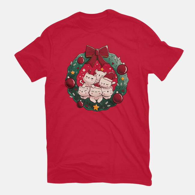 Kitty Garland Cat Christmas-Mens-Basic-Tee-tobefonseca