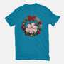 Kitty Garland Cat Christmas-Womens-Basic-Tee-tobefonseca