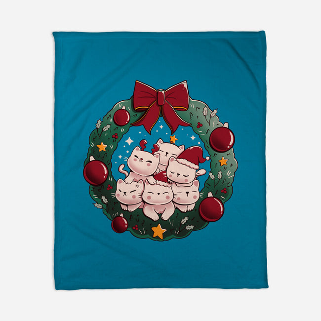 Kitty Garland Cat Christmas-None-Fleece-Blanket-tobefonseca