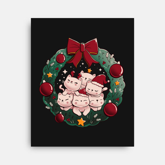 Kitty Garland Cat Christmas-None-Stretched-Canvas-tobefonseca